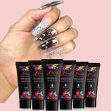 Polygel Nail Kit with LED Lamp, Slip Solution and Glitter, Clear, Black, White Polygel Kit - Polygel Nail All-in-One Manicure Kit