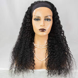 YMS Human Hair Wigs for Black Women Headband Wig Human Hair 150% Density Curly Brazilian Virgin Machine Made Wig(12 inch 150% density, HeadbandWig)