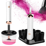 Makeup Brush Cleaner Dryer with Texture Bowl & 8 Sizes Rubber Collars Super-fast Electric Brush Cleaner Machine Automatic Brush Cleaner Spinner Makeup Brush Tools