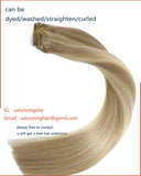 18In Clip In Hair Extensions Ash Blonde with Bleach Blonde 8A Grade Long Straight Smooth Human Hair Double Weft 100% Real Remy Hair Extension Full Head 70g7PCS(18In#18p613)