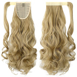 Leterly 18" 24" Ponytail Extension Long Curly Straight Wrap Around Pony Tails Clip in Hair Piece Synthetic for Women Girls Ash Blonde