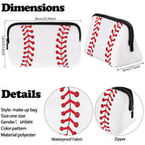 2 Pieces Baseball Print Makeup Bag Softball Travel Cosmetic Pouch Bag Waterproof Neoprene Bag with Zipper for Women, Girls, Travel, Teamates (White)