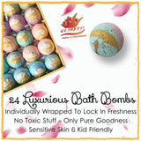 Party Favors for Women- Bath Bombs Gift Set. 24 Individually Wrapped Bath Bombs Fizzers in Drawstring Bags. Dry Skin Moisturize Bathbombs. Bulk Gifts for Women Party Favors & Wedding Favors!