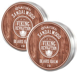 Beard Balm with Sandalwood Scent and Argan & Jojoba Oils - Styles, Strengthens & Softens Beards & Mustaches - Leave in Conditioner Wax for Men by Viking Revolution (2 Pack)