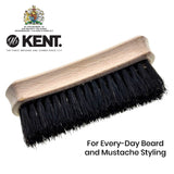 Kent BRD6 Small Travel Men's Beard and Mustache Brush, Natural Boar Bristle for Flawless Shaping and Grooming. Ergonomic Grip Wood Handle. Dry or Wet Beard, Distributes Oils and Balms. Made in England