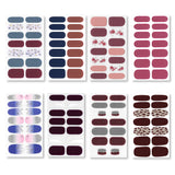 224 Pcs 16 Sheets Nail Art Polish Stickers Decal Nail Wraps Leopard Print Prue Color Nails Strips Street Adhesive False Nail Design Manicure Set With 1Pc Nail Buffers Files For Women Girls