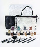 20pc STARTER KIT w/BRUSHES (LIGHT & FAIR 1) Mineral Makeup Sample Size Set Foundation Blush Veil Eye Shadows