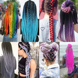 Jumbo Braiding Hair 5PCS/Lots Ombre Kanekalon Braiding Hair Extensions High Temperature Synthetic Hair 24 Inch for Braiding Hair (black-cyan)