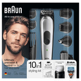 Braun MGK7020 10-in-1 Beard Head and Body Trimmer with AutoSense Technology Stainless Steel Trimmer Head Black/Silver