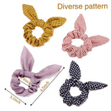25 Pieces Hair Scrunchies Rabbit Bunny Ear Hair Bands Elastic Scrunchy Bowknot Scrunchies Elastic Hair Ties Ponytail Holder for Girls Women