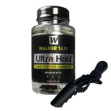 Ultra Hold Hair System Adhesive 3.4oz with Hair Clip Bundle Pack | Safe & Gentle on skin Long Lasting Hold Invisible Waterproof | Built in Brush Applicator | The Best Wig Glue in the Market |