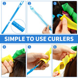 28 Pieces Hair Curlers Spiral Curls No Heat Wave Hair Curlers Styling Kit with 2 Pieces Styling Hooks for Most Kinds of Hairstyles (Assorted Color, 45 cm)
