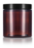 Amber 8 oz / 250 ml PET (BPA Free) Plastic Refillable Jar (12 pack)