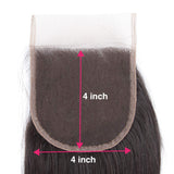 Straight Lace Closure -4"×4"Free Part Lace Closure 8A Grade Unprocessed Virgin Brazilian Hair Lace Closure with Baby Hair,130% Density Natural Black Human Hair Lace Closure Youwin(20 Inch)