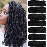 7 Packs Spring Twist Braiding Hair Spring Twists Bomb Twist Hair Synthetic Fiber Fluffy Twist Crochet Braids Low Temperature Fiber Crochet Hair for Black Women Braiding Hair(12inch,1B)