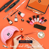 Modelones Gel Nail Kit Gel Nail Polish Kit with 48W U V/LED Light - 7 Colors Pink Series Gel Nail Polish Set, Stater Kit for Gel Manicure Beginner Nail Art Lover, Fashion Packaging for Gift Set