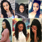 7 Packs Deep Wavy Faux Locs Crochet Hair Curly Goddess Locs Crochet Braids Soft Synthetic Dreadlocs (18 Inch, 1B#)