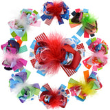 5 Inch Big Feather Ribbon Boutique Bows For Girls Teens Women Stacked Hairbows