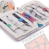 3 Swords Germany - brand quality 6 piece manicure pedicure grooming kit set for professional finger & toe nail care scissors clipper fashion leather case in gift box, Made in Solingen Germany (02150)
