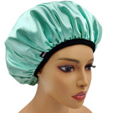 UWEIVV Extra Large Mint Green Triple Layer Shower Cap for Women Microfiber Terry Cloth Silky Satin 100% Waterproof Shower Hat Reusable Breathable Plus Size Hair Hat for Large Long Natural Hair Ladies