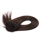 S-noilite Clip in Hair Extensions Real Human Hair 8pcs 18 Clips 90g Full Head Clip on Human Hair Extension Soft Straight For Women (14 16 18Inch, 2 Dark Brown)