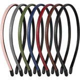 14 Pieces Simple Leather Covered Headbands 5 mm Wide Solid Skinny Leather Hair Band Plastic Hair Loop Hair Accessories for Women and Girls, 7 Colors