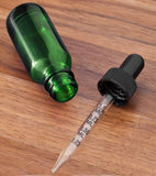 1 oz Green Glass Boston Round Graduated Measurement Glass Dropper Bottle (4 pack) + Funnel