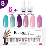 KANORINE 8pcs Nail Gel Polish Set Pink Series (6 Colors + Base & top Coat) Soak Off UV/LED Gel Nail Polish Long Lasting Gel Varnish Manicure Set 8ml x8pcs