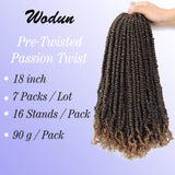 7Packs Pre-Twisted Passion Twist Hair 18inch Pre-looped Passion Twist Crochet Braids Bohemian Braids For Passion Twist Synthetic Braiding Hair Extension (18 inch-7packs, T27)