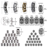 YMHPRIDE 80 Pieces Viking Beard Beads Antique Norse Hair Tube Beads Dreadlocks Beads for Hair Braiding Bracelet Pendant Necklace Silver DIY Jewelry Hair Decoration