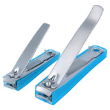Nippes Stainless Steel Nail Clipper Manicure Set for Fingernails, Toenails, and Cosmetics - Quality Handmade in Solingen Germany - Professional Grade - Ergonomic Hand Grip & Nail Catcher [2 Pack] BLUE