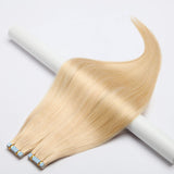 S-noilite Tape in Hair Extensions Blonde 18 Inch 30g 20pcs 100% Remy Human Hair White Blonde Double Sided Rooted Seamless Skin Weft Tape on Natural Hair Extension Bleach Blonde #613
