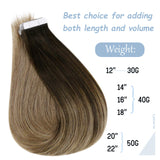 Easyouth Tape in Hair Extensions Human Hair Brown Balayage Tape in Extensions Brown and Light Brown Ombre Hair Color Tape in Skin Weft Soft Silky Straight Hair Tape on Extensions 20 Inch 50g
