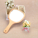 Gohide 1pcs European Style Handmade Wooden Handle Mirror Wood Frame Portable Mirror with Single Handle Bathroom Mirror Makeup Mirrors