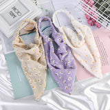 Chiffon Turban Head Kerchief Scarf - 3Pcs Floral Hair Bandanas Triangle Head Scarves Headband with Clips for Women Hair Scarves (Double-layer(White+Off-white+Purple))