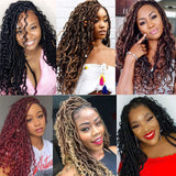 6 Packs Boho Goddess Locs Crochet Hair 18 Inch River Locs Goddess Faux Locs Crochet Hair Wavy Crochet With Curly Hair In Middle And Ends Boho Faux Locs Synthetic Hair Extension (18inch,Tbug)