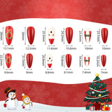 72 Pieces Christmas Fake Nails Artificial Fake Stiletto Fingernails Artificial Full Cover Fingernails with Cute Snowflakes Christmas Trees and Elks for Nail Art Decoration, 12 Sizes (Cute Pattern)