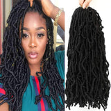 14 inch New Faux Locs Crochet Hair Soft Locs 1b Goddess Locs Crochet Braids for Black Women 100% Premium Fiber Synthetic Locs Extensions African Roots 6pc/Lot(14inch, 1b)