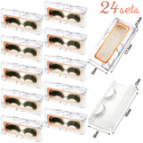 120 Pieces Empty False Eyelash Box with Eyelash Tray Kit Plastic Eyelash Packaging Box Marble Design Lash Case Holder for Women Girls (White,4.39 x 2.10 x 0.61 Inch)