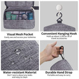 Travel Toiletry Bag Dopp Kit, Waterproof Hanging Toiletries Shaving Organizer Hygiene Bag for Women Men Compact Portable Gym Shower Bathroom Toiletry Storage Bag (Gray)