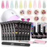 SXC Cosmetics P-05 Polygel Nail Kit with UV Lamp Butterfly Series Jelly Translucent 10 Colors 15ML Nail Extension Gel All-in-One Nail Enhancement Starter Gel Builder Nail Technician Set