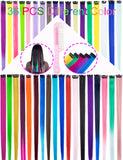 36 PCS Colored Clip in Hair Extensions 22'' Colorful Straight Rainbow Hair Extensions Clip in for Women and Kids Multi-Colors Party Highlights Streak Synthetic Hairpieces 1 Steel Comb for Free