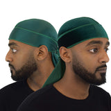 Wayvee Crowns 2Pack Premium Durags For Men Waves | 1 Velvet Durag | 1 Silk Durag (Green)