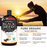 Organic Black Seed Oil USDA Pure Premium Quality Black Cumin Seed Oil Nigella Sativa. Glass Bottle - Undiluted, Cold Pressed, No Solvents, Vegan -8 fl oz. Natural Riches