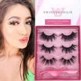 25mm Mink Lashes, SWINGINGHAIR 3D Mink Eyelasehes Dramatic Lashes 3 Different Styles Crossed Cluster Natural Layered Hand Made Strips Eyelashes Reusable Make Up Real Fake Eyelashes