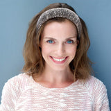 3 Pieces Padded Rhinestone Headband Crystal Beaded Headband Wide Glitter Crystal Beaded Hairband Padded Wedding Headpiece Wide Edge Headwear for Women Girls (Black, Colorful, Grey)