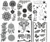 Black Henna Body Paints Temporary Tattoo Designs (Pack of 6 Sheets)