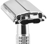 MD Classic Double Edge Stainless Steel Butterfly Style Safety Razor with 2 Blades & Travel Case w/Mirror