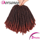 3 Pack Spring Twist Crochet Braids Bomb Twist Crochet Braiding Hair Dorsanee Spring Twist Hair Kinky Curly Crochet Hair Extensions for Black Women (8inch,T350#)
