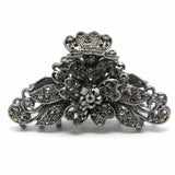 New Fancy Rhinestone Crystal Metal flowers hair claws clip for woman 6 color (black)